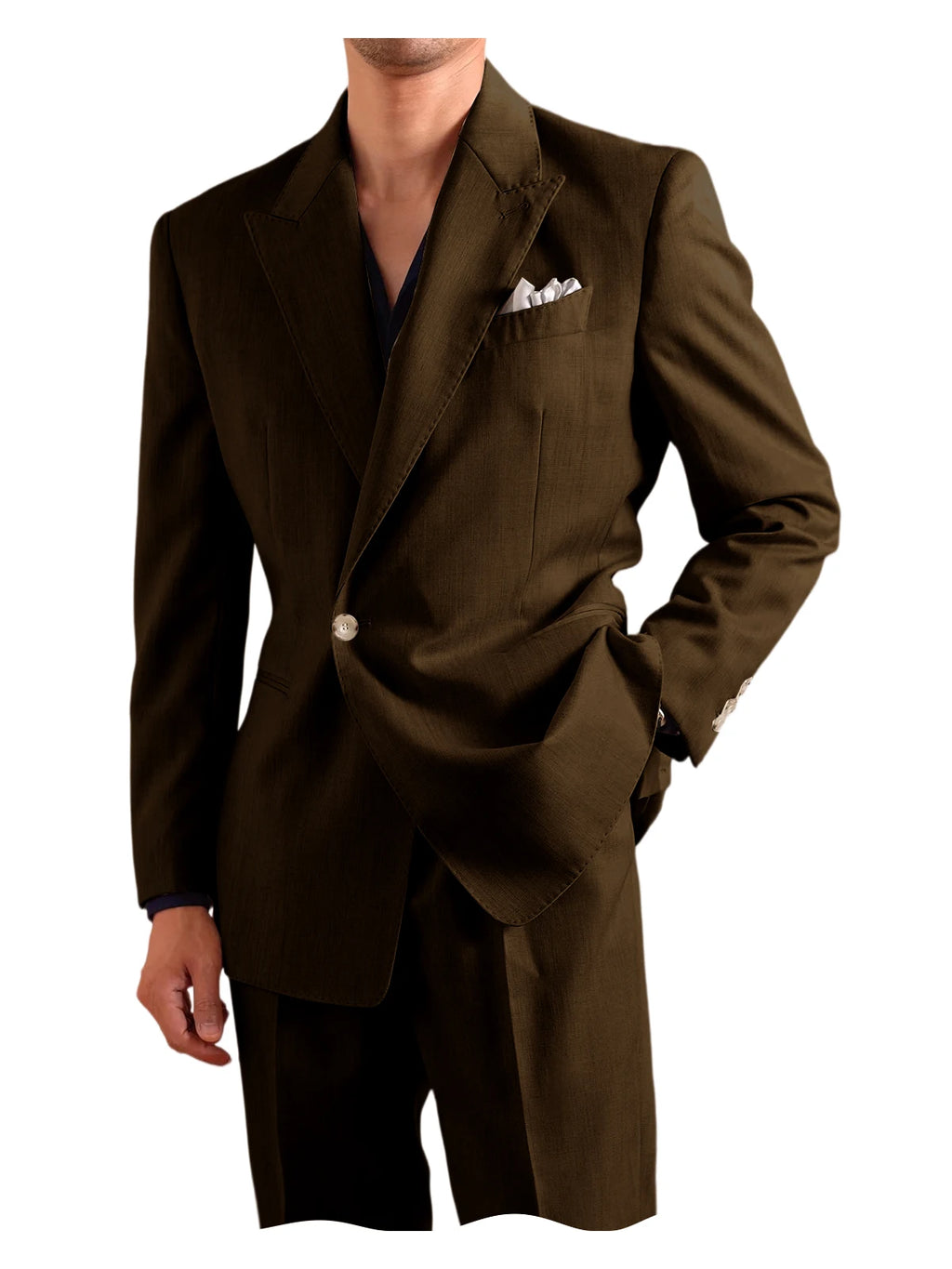 Linen Peak-Lapel One-Button Suit Set
