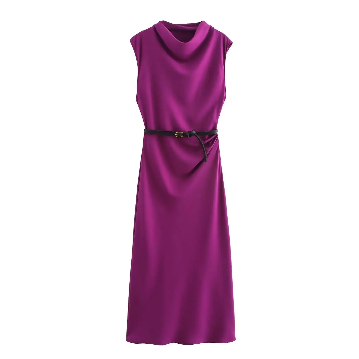 Belted Sleeveless Midi Dress