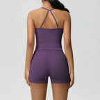 Everyday Solid Sleeveless True-To-Size Fit Two-Piece Yoga Set